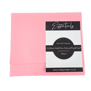 Hobby Maker Essentials - A4 Solid Core Card, 240gsm, 20 Sheets - Pink