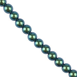 Shell Dark Teal Czech Glass Pearls, 6mm (40cm)