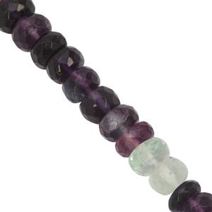 115cts Natural Multi-Colour Fluorite Graduated Faceted Rondelle Approx 6.5x4 to 8.5x6mm, 21cm Strand