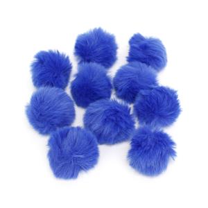 Royal Blue Faux Fur Pom Poms, Approx 4cm (10pk)