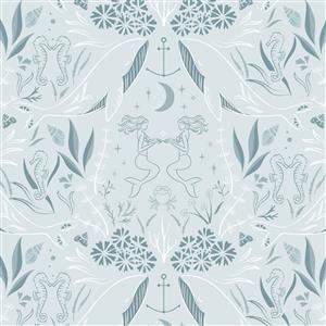Lewis & Irene Presents Cassandra Connolly Sound Of The Sea Collection Enchanted Ocean Sky Blue Fabric 0.5m