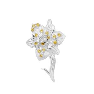 Winter At Chestnut Close By Mark Smith: 925 Sterling Silver Daffodil Pendant Approx 28x18mm With 0.21cts Citrine Citrine Round