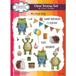 Creative Expressions Jane's Doodles It's Your Day 6 in x 8 in Clear Stamp Set 