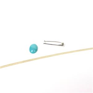 Elegant & Simple; Sleeping Beauty Turquoise Cabochon Oval 14x10mm, with Sterling Silver Bezel Strip & Brooch Pin