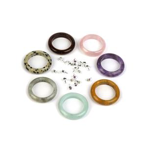 Fellowship of the Ring; 7 x Gemstone Rings with 7 x Sterling Silver Gemstone Pegs 
