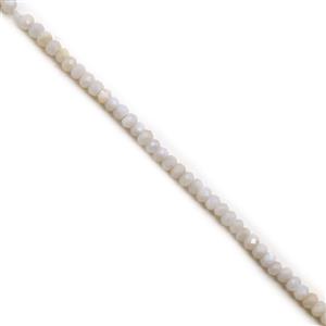  White Shell Faceted Rondelles Approx 3x2mm, 38cm Strand