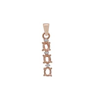 Rose Gold Plated 925 Sterling Silver Triple Pendant Mount with White Zircon (To fit 5x4mm Oval Gemstone)- 1pcs