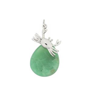 925 Sterling Silver Crab Pinch Bail with Pear Shape Top Drilled Cabs Chrysoprase Approx 25x20mm