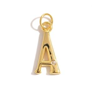 Gold Plated 925 Sterling Silver Initial with White Topaz, Approx 15-16mm, Bail included, 1pc