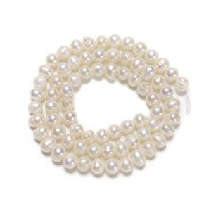 White Freshwater Cultured Ring Potato Pearls Approx 5-7mm, 38cm Strand