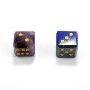 Dice Gemstone Options Amethyst or Lapis Lazuli, 1pc