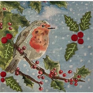 Little House of Victoria Hand Embroidery & Applique Kit - Robin & Holly Tree