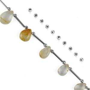 Satellite Spacer - Golden Topaz Smooth Pears & Sterling Silver Satellite Spacer Beads