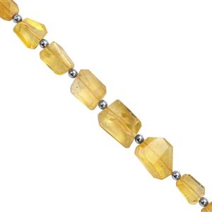 55cts Rio Golden Citrine Faceted Tumble Approx 7x6 to 12mm 19cm Strands With Hematite (Approx 3mm) And Plastic Spacers
