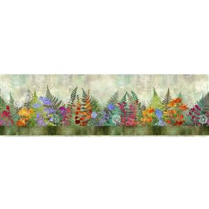 Jason Yenter Halcyon Border Flowers Green Fabric 0.5m