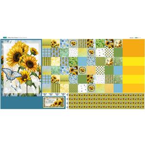 Debbi Moore Sunflower Quilt Fabric Panel 140cm x 77cm