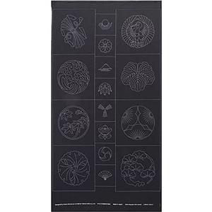 Sashiko Tsumugi Preprinted Kamon 19 Black Fabric Panel 108x61cm