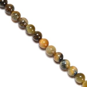 80cts Bleached Golden & Blue Tiger Eye Plain Rounds Approx 6mm,38cm Strand