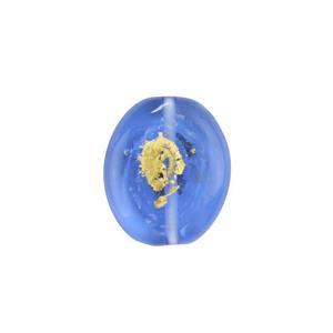 Preciosa Blue Gold Foil Lampwork Beads, Approx 22x18mm (1pc)