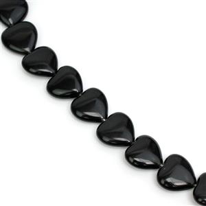 240cts Black Obsidian Fancy Heart Approx 16mm, 38cm Strand