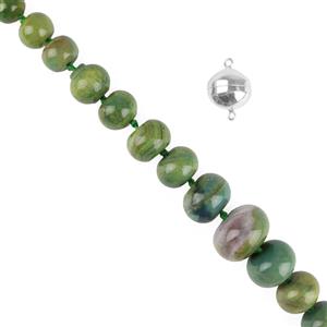 Dyed Green Marble Agate Graduated Rondelles, Approx 8x12-20x30mm, Silver Plated Base Metal Magnetic Clasp XL 30mm