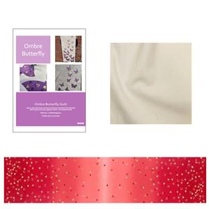 Delphine Brooks Cherry Metallic Hearts Ombre Butterfly Wall Hanging Kit: Instructions & Templates & Fabric Bundle (1.0m)