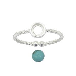 925 Sterling Silver Birthstone Adjustable Rings Mount With Sleeping Beauty Turquoise, Approx 5mm