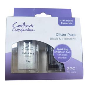 Crafter's Companion - Craft Room Essentials - Glitter Pack - Black and Iridescent - 2PC