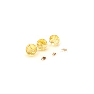 Baltic Lemon Amber Round Pendant With Sterling Silver Peg, Approx. 12mm (3pk)
