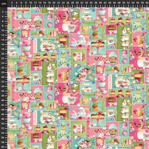 Henry Glass Tweets And Treats Patchwork Sweets and Birds Multi Fabric 0.5m