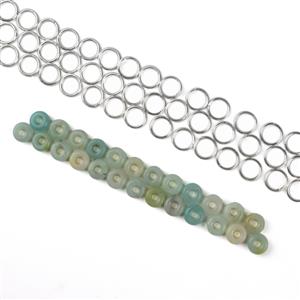 Amazonite Jump! Amazonite Rings 8mm x 25pcs & Silver Plated Copper Open Jump Rings 