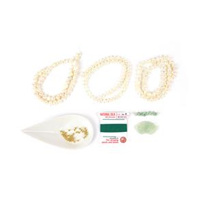 Jade & Pearl Mala; 3x Cultured Pearls Strands, Jadeite Talisman, Jadeite Round Coloum Beads, Spacers & Silk Thread