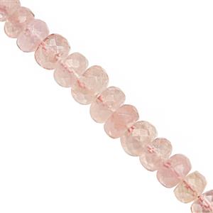 40cts Galileia Morganite Graduated Faceted Rondelle Approx 3x2 to 7x4.5mm, 20cm Strand