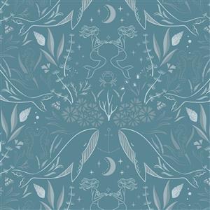 Lewis & Irene Presents Cassandra Connolly Sound Of The Sea Collection Enchanted Ocean Aegean Blue Fabric 0.5m