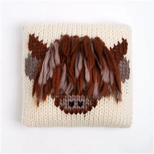 Wool Couture Cream Highland Cow Cushion Cover Knitting Kit With Free Knitting Needles Usually £8