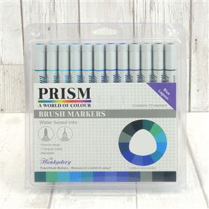 Prism Brush Markers - Blue Lagoon, Contains 12 Dual-tip Brush Pens in cool shades of Blues