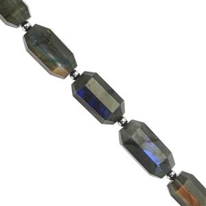 83cts Labradorite Faceted Fancy Pipe Shapes Approx 16x7 to 18x9mm 14cm Strands With Hematite and Plastic Spacers 