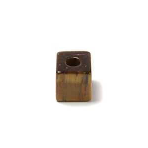 10cts Tiger Eye Cube With 4mm Hole Approx 10mm, 1pc