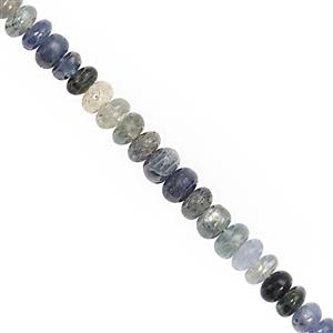 45cts Blue Shaded Sapphire Smooth Rondelle Approx 3x1 to 5x2.5mm, 20cm Strand