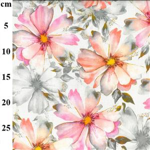 Large Pink Floral Digital Linen-Cotton Prints Fabric 0.5m