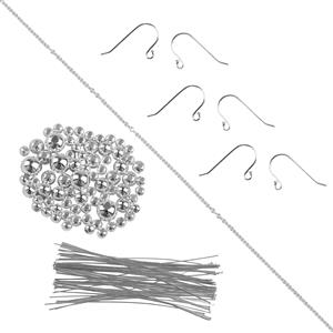 925 Sterling Silver Findings Bundle, 13g