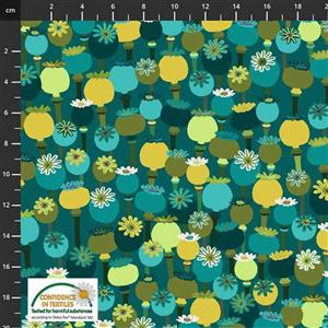 Garden Passion Flower Passion Fruit Teal Fabric 0.5m