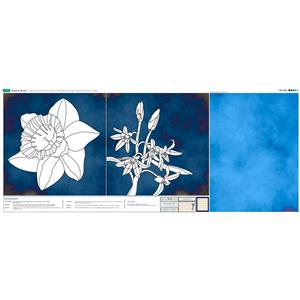 Delphine Brooks Blue Daffodil & Glory-of-the-Snow with Instructions Fabric Panel (140 x 59cm)