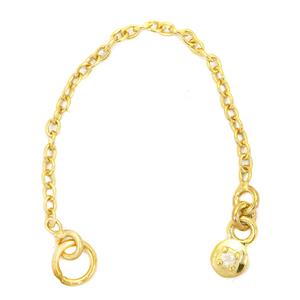 Gold Plated 925 Sterling Silver Cable Chain Extender with Diamond Approx 1.5mm
