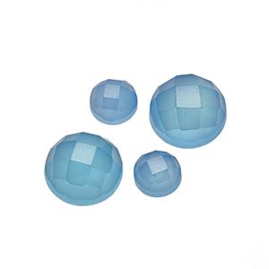 8cts Blue Chalcedony Checkerboard Round Cabochons Approx 6mm & 10mm (Pack of 4)