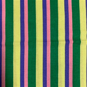 Pink and Blue Stripes on Green Fabric 0.5m 