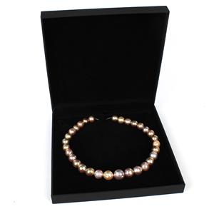 Rainbow Overtones Mixed Natural Colour Nucleated Pearls & Sienna Large Necklace Box