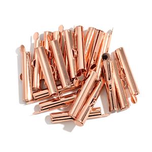 Rose Gold Coloured Base Metal Slide End Tubes for Miyuki, Approx 26x5mm, 20pcs
