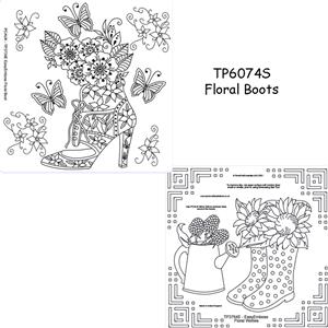 ParchCraft Australia (UK) - Floral Boots, 2 Large Embossing Templates - each with a different boot 