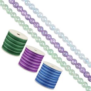 AB Coated Ice, Blue, Green & Purple Glass Plain Rounds & Ombre Green, Blue And Purple Proj